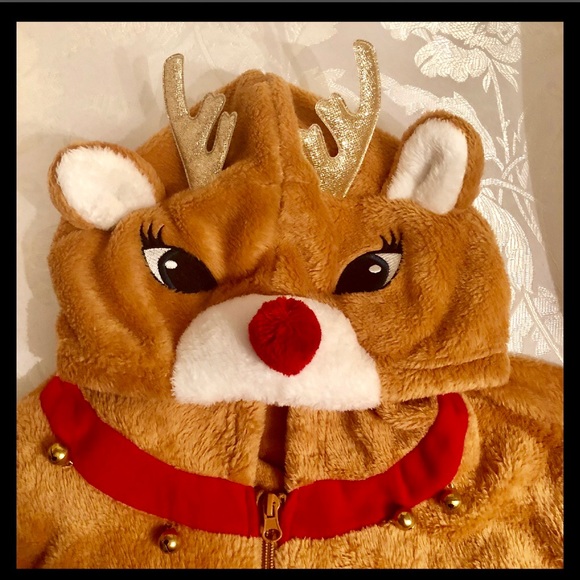 LAST ONE•REINDEER ZIP HOODIE SWEATER - Picture 6 of 8